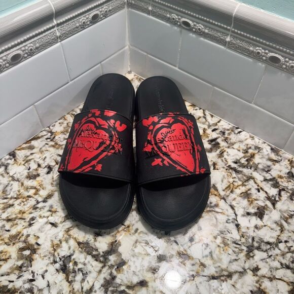 Alexander McQueen Black and Red Slides - Picture 1 of 8